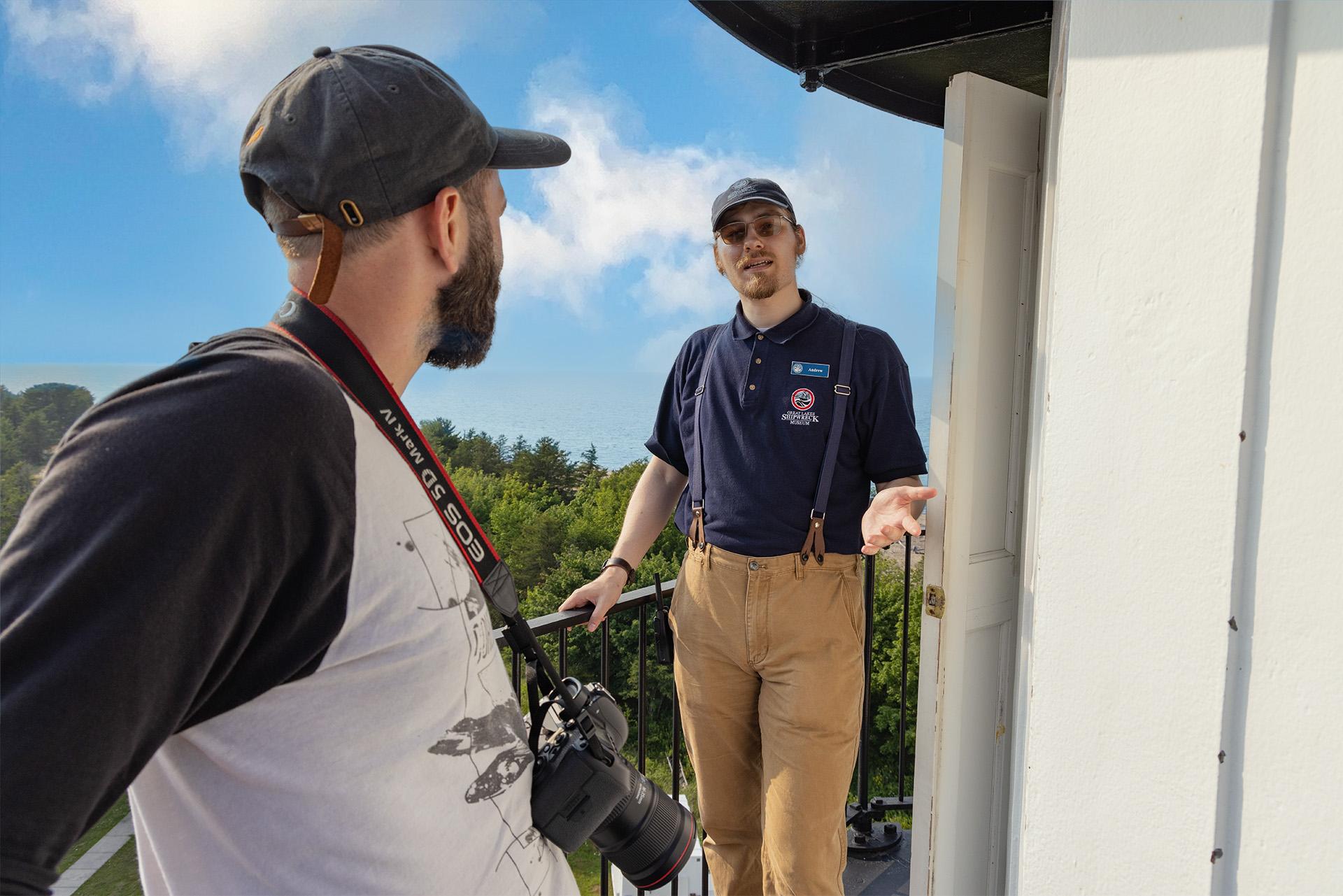 A tour guide at Whitefish Point