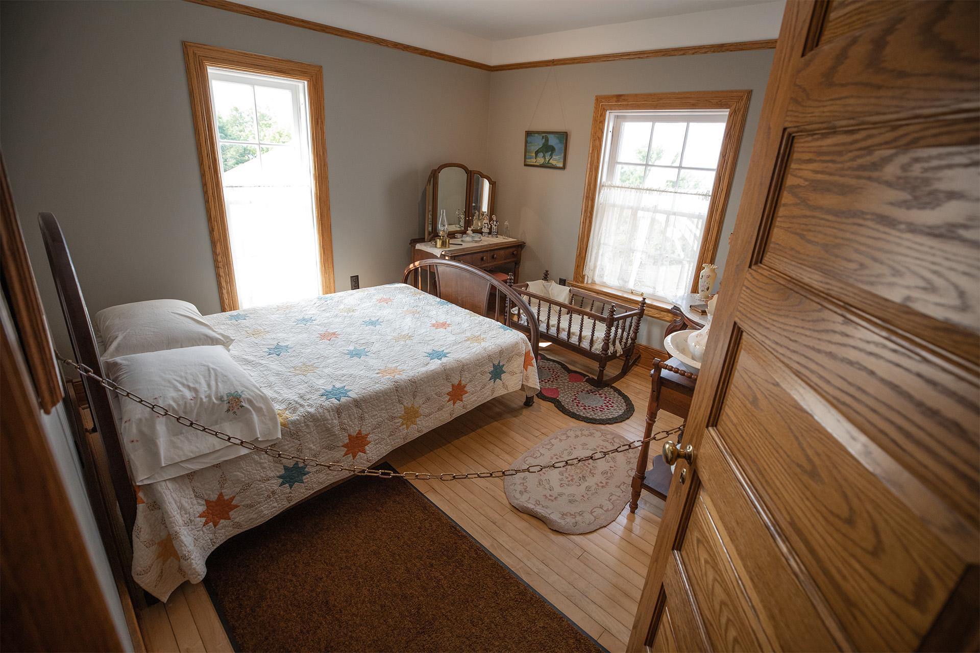 A recreation of a bedroom at Whitefish Point