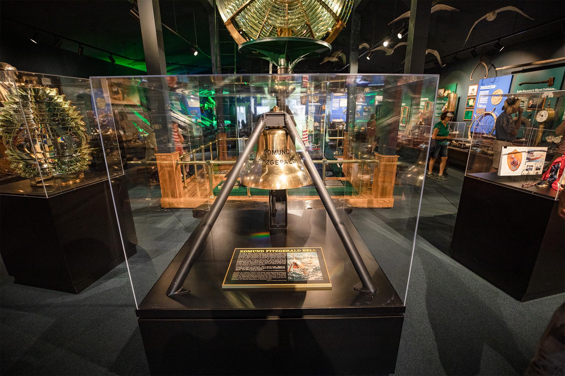 A bell from the Edmund Fitzgerald at the Great Lakes Shipwreck Museum