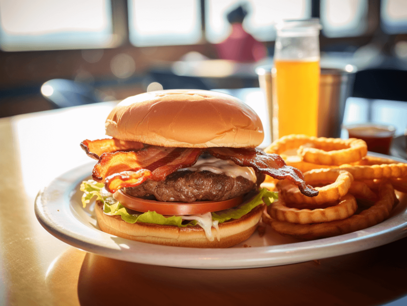 hamburger and fries