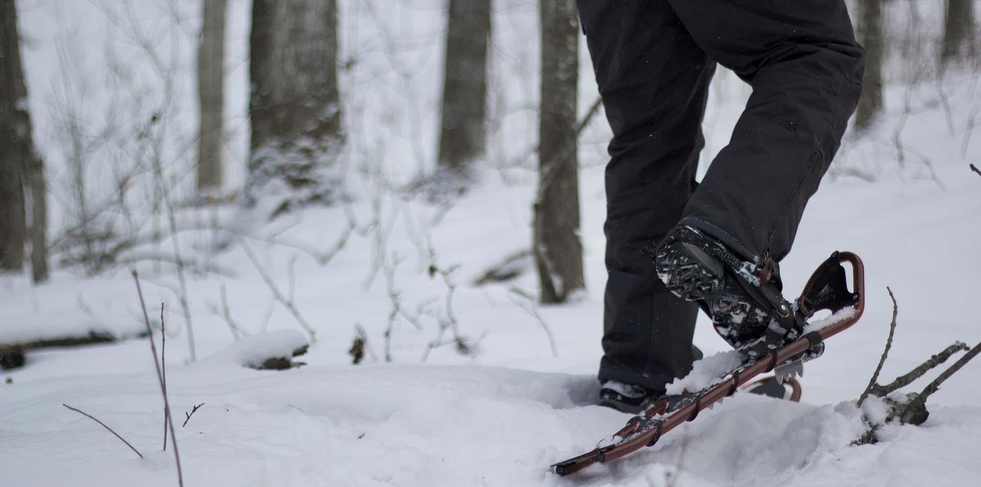 A person snowshoeing.