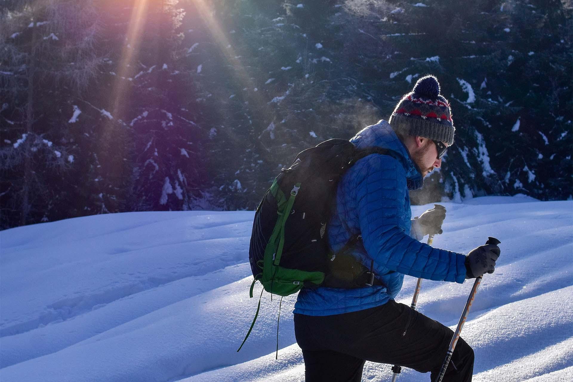 A person on a winter hike.