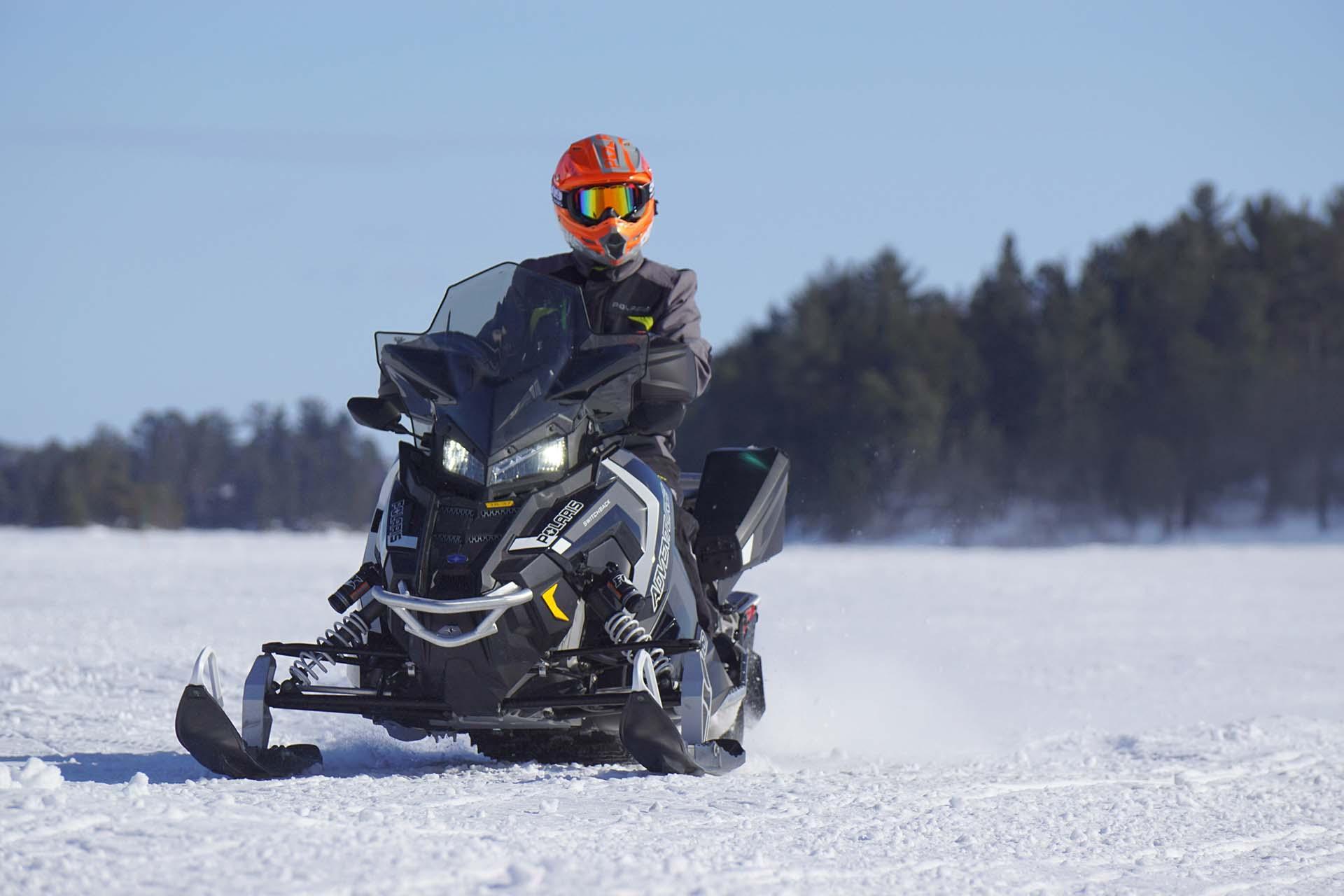 Snowmobile on a frozen lake.