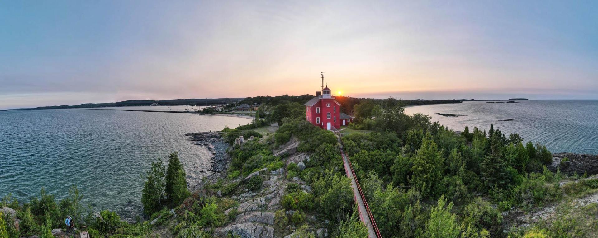 Marquette Lighthouse at Sunset