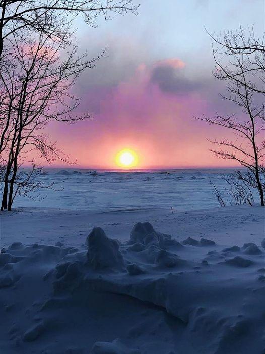 Whitefish bay sunrise in winter