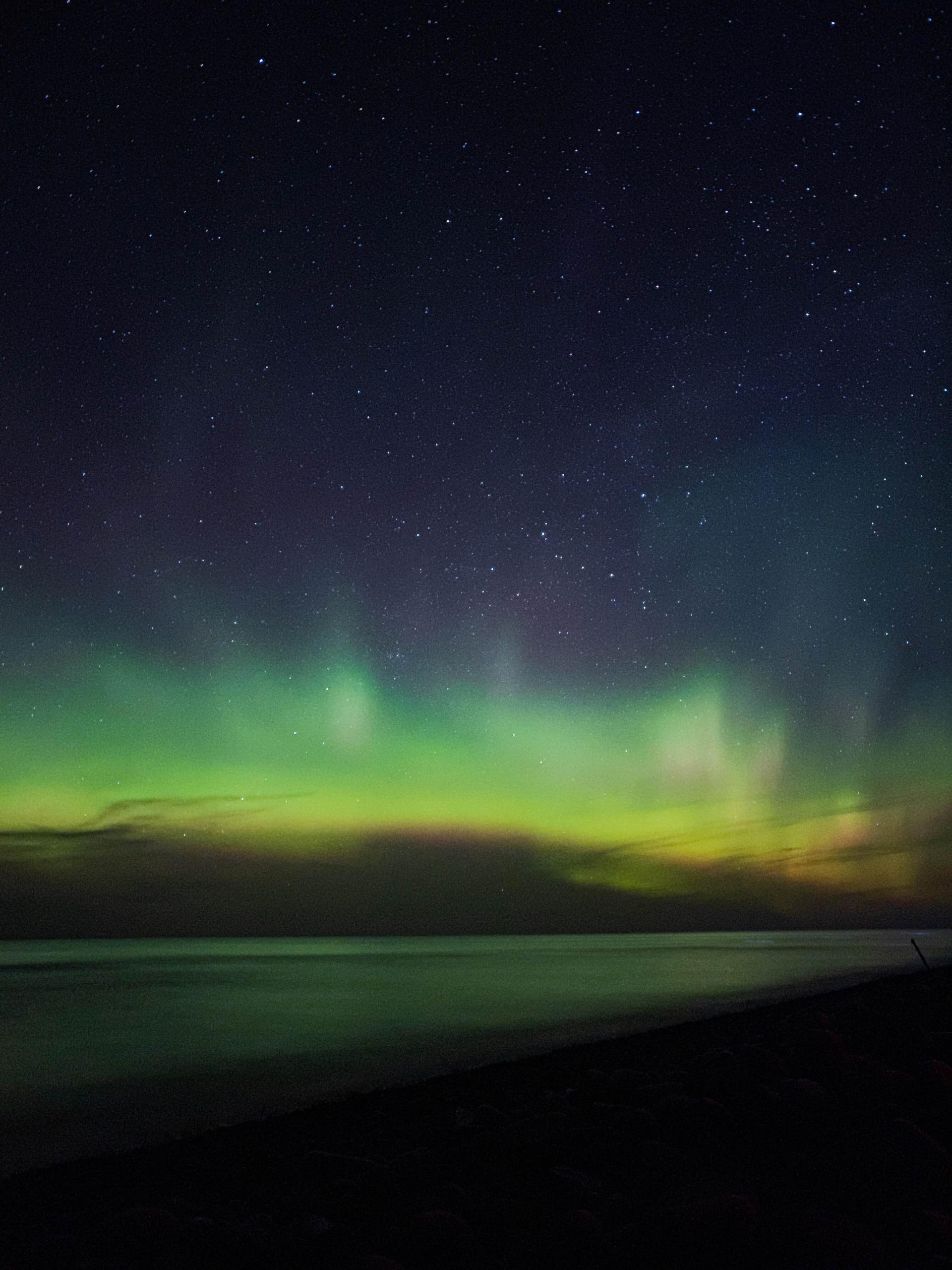 The northern lights over Lake Superior