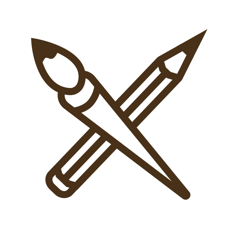 icon of a paintbrush and pencil